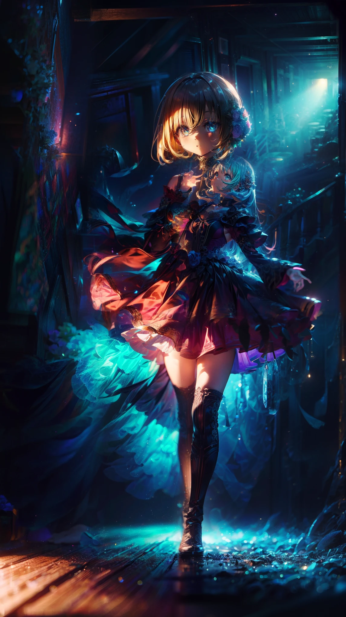 ( girl),( very detailed目, very detailed顔), ( realisticสุดๆ, high res ), ( top quality :1.4), ( top quality ), 5, Midea, 1 girl ,score_9, score_8_ up, score_7_ up, score_6_ up, score_5_ up, score_4_ up, real skin texture deep into the night, RAW photos , ( realistic, realistic :1.37), very detailed, Pro Pictures , (masterpiece:1.3, top quality , Ultra High Resolution , ultra More), ( realistic , photo realistic :1.4), beautiful illustration , perfect lighting, natural light, depth of field , beautiful detailed hair, beautiful detailed face , beautiful detailed eyes, beautiful collarbone, beautiful body , beautiful breasts , beautiful thighs, beautiful legs, look under her beautiful fingers, viewers、、masterpiece、 animated illustration , 、 Very beautiful girl、Very cute girl、 Wearing a pink gothic dress 、 cute、、smile、 Long Skirts、 Black Long Boots 、