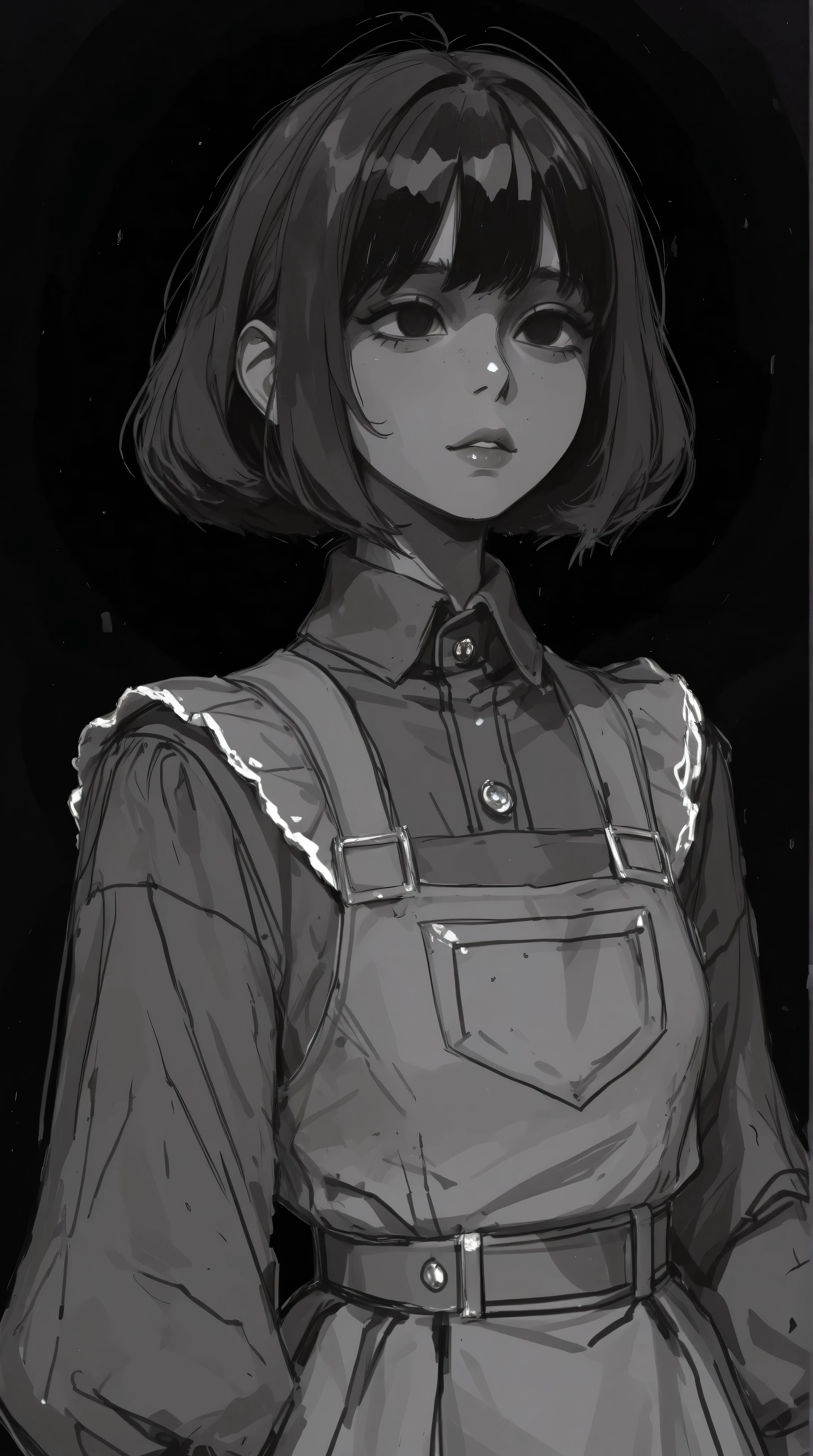 (highest quality, sketch:1.2), High resolution:0.75, Illustrator,anime, 1 girl, detailed lips, green dress,custom, (Dark monochrome background),neon hair,Texture Cropping, masterpiece, style, Retro Classic, Dark Black, Art Station, sketch book, short hair [green:1.75] [neon:1.32], (Dark monochrome background:2.1), epic realistic, detailed 