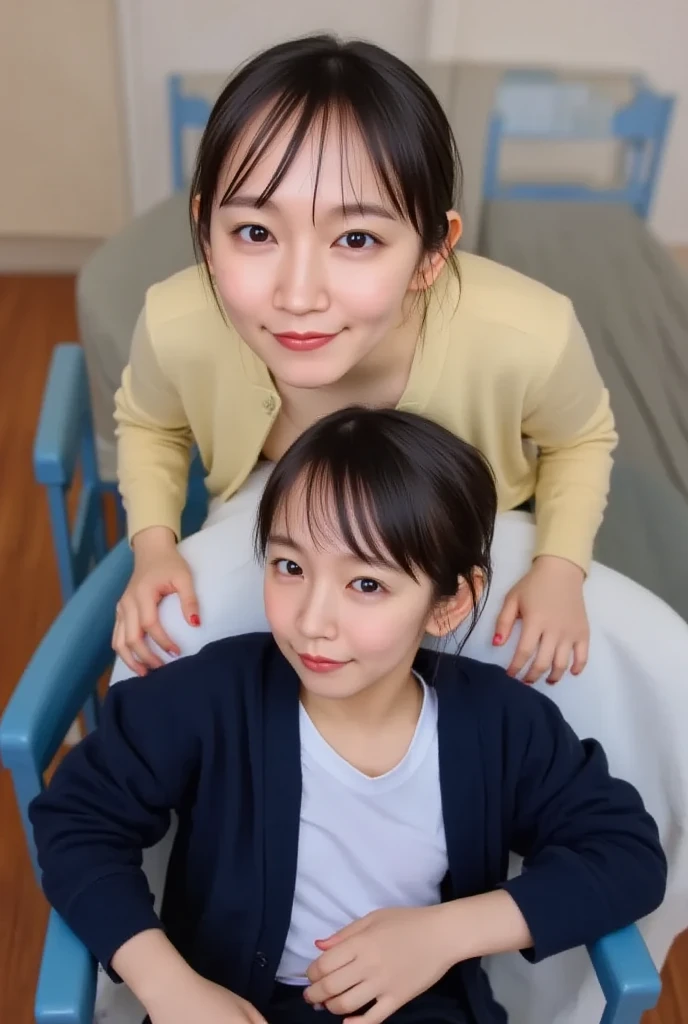a mother is company with her ??? doing homework. they're looking down at the textbook. 8k super realistic