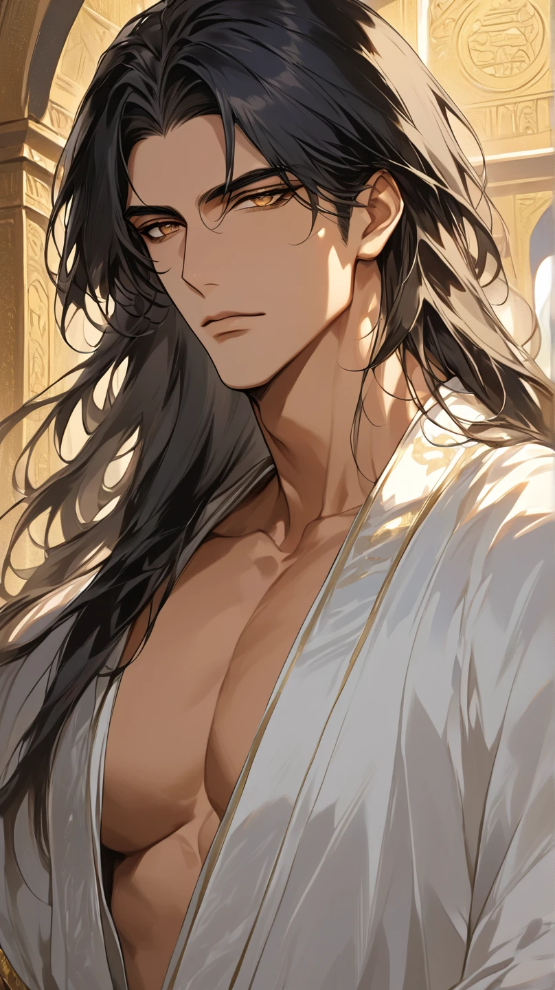 (masterpiece, best quality:1.2), 1male, solo, wei wuxian, mo dao zu shi, mdzs, grey eyes, long black hair, perfect anatomy, nudity, nude, pervert, grin, chinese traditional room