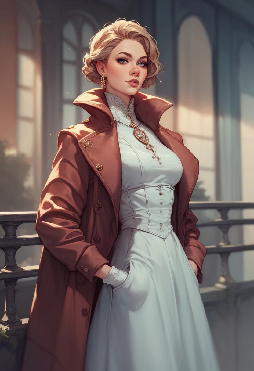 (Best quality, 4K, high resolution, masterpiece:1.2), ultra-detailed, realistic (photo-realistic:1.37), 40 years old, Russian woman, Matriarch of the Russian Mafia Gang, ambitious, elegance, calm, charming, intimidate, (blonde hair, power ponytail hairstyle), perfect lash, perfect makeup, sun-tan skin, expressive blue eyes, wine lips, mature woman charms, seductive allure, perfect hourglass body shape, long toned legs, flat abs, perfectly round E cup breasts, very Tall, slim, with peachy hips, ((Wearing elegance beige Vicuña coat over Long Sleeve Turtleneck sweater with matching white pants)), ((long lacquer high heel Boots)), Background featuring luxurious penthouse.