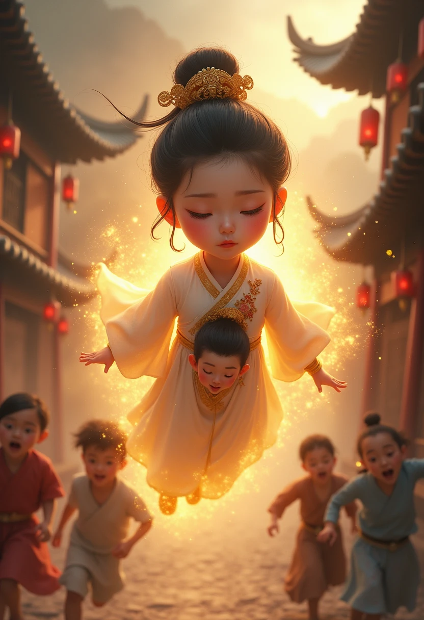 A promotional poster home page;Simple illustration style;1 dancing little girl, Girl standing on the Chinese eaves(ridge)。Solitary,Wearing a cute pink dress,Happy expression,Playful;The character is on the right side of the frame,whole body;Light pink background,There are many transparent bubbles in the picture,Big bubbles;Pure background(The background is a solid color); Depth of Field, Extraordinary details, masterpiece, high quality, 4K,Leave white space in the center of the screen。lineup, reference sheet, character chart, move chart, outside border。