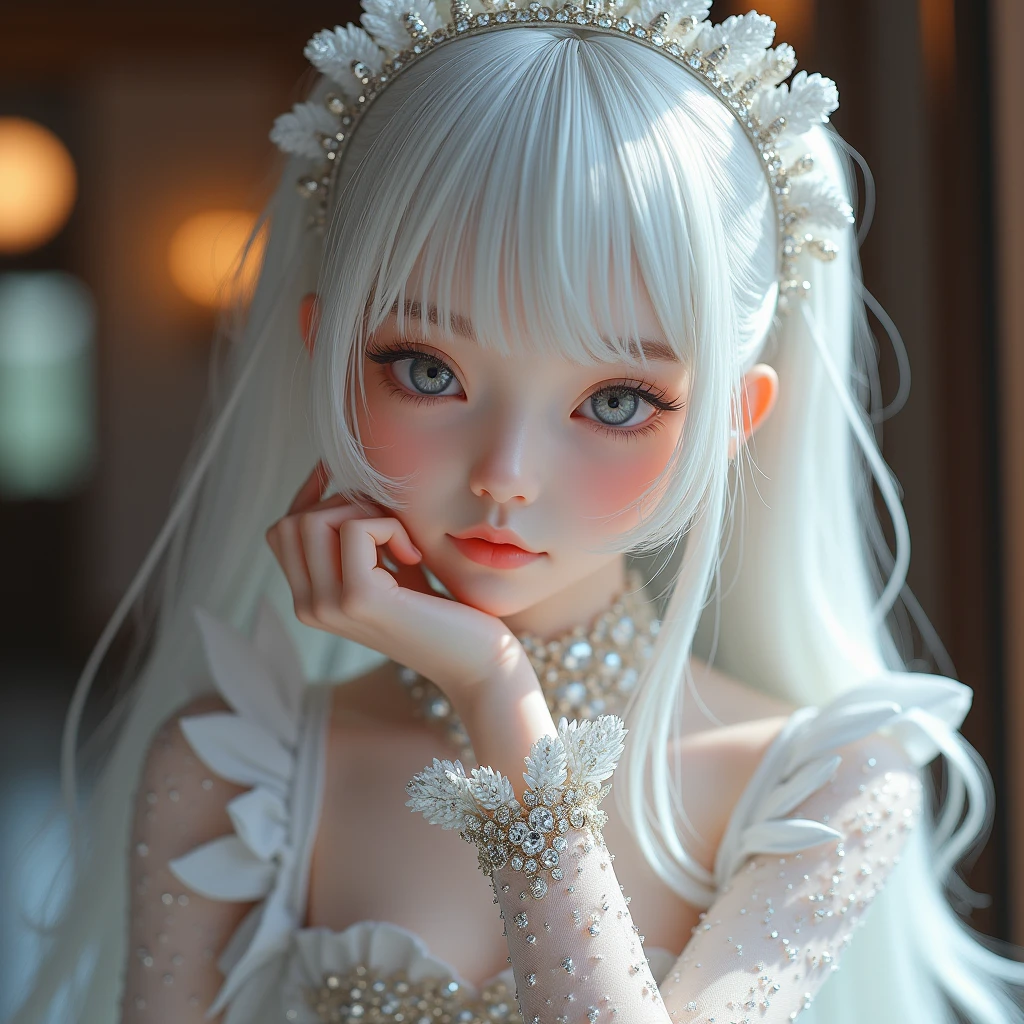 Girl, gorgeous maids outfit, luxury maids clothes, fantasy maids clothes, most expensive maids outfit, very beautiful maid's dress , maids dress made out of diamonds, ultra instant energy coming from her the body, attractive face, attractive eyes, giving a really good  cool pose, she have milky white skin, ultra realistic skin, absurdly very long hair, Japan 1