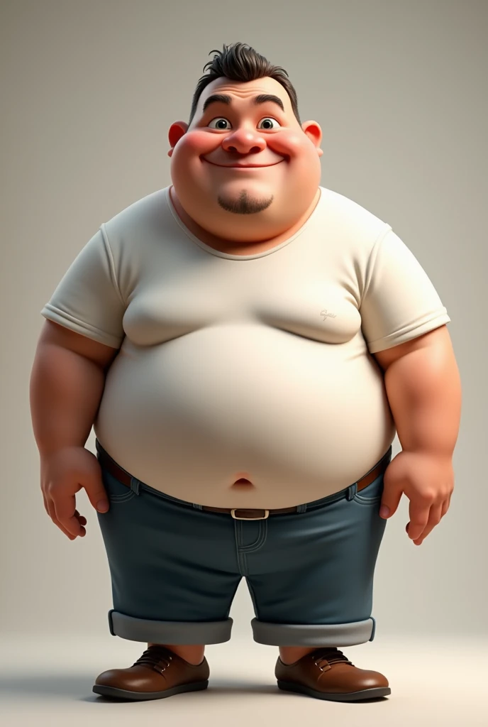 High resolution, masterpiece, In the whole body frame、Full body standing、Japanese、Ultra-short stature、Fat and obese grandpa、A soothing and charming face、Small lens round rimmed glasses、Cleanliness、Thinning grey hair、Sweaty all over、White tank top、Shorts、running shoes、Background gym