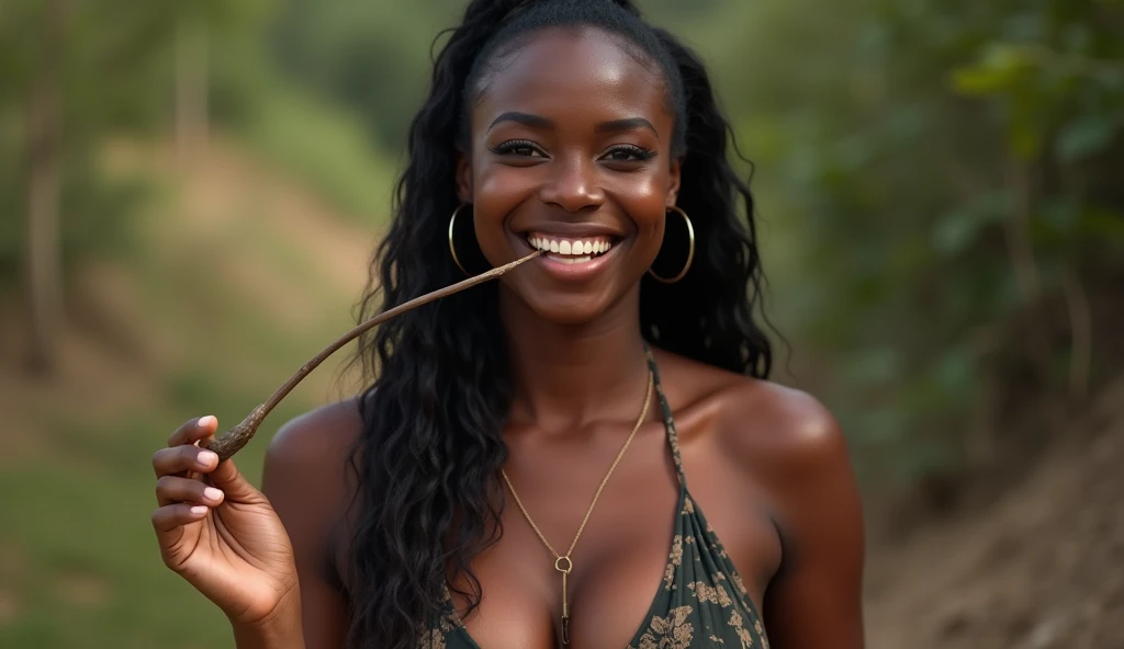 a beautiful girl from botswana in the safari heat smilling
