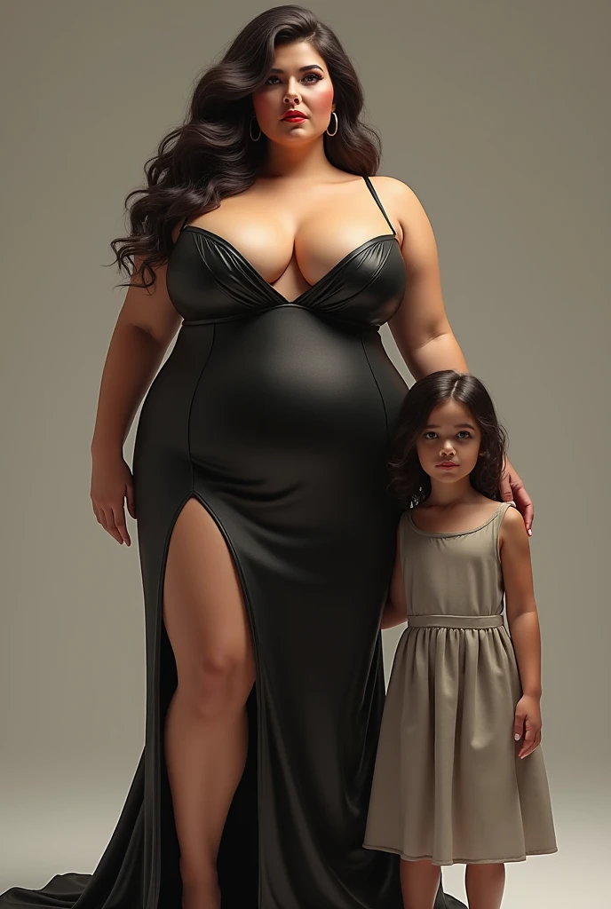 parte superior del cuerpo: 1.2 1girl, obra maestra, mejor calidad, ultra detallado, illustration, ojos finamente detallados y cara detallada) Ropa: mini vestido color negro, con gran escote, medias color blanco, anillo de bodas, Apariencia: Short black hair in a low, clean bun, maquillaje natural, (ojos morados: 1.05), gafas blancas, caderas anchas, senos masivos, besando un hombre adult , seductor, maternal, at_the_CEO_office, mirando al espectador, curvilíneo, voluptuoso, cuerpo completo, CEO lady, (mujer madura, milf: 1.1), girl in tight dress, little girl in short dress with her young mother, (curvy: 1.1), culo grande, muslos gruesos, en una oficina de escuela, 8-year-old girl in her young mother's short flared tight dress, 8-year-old girl holding hands with her mother, de pie