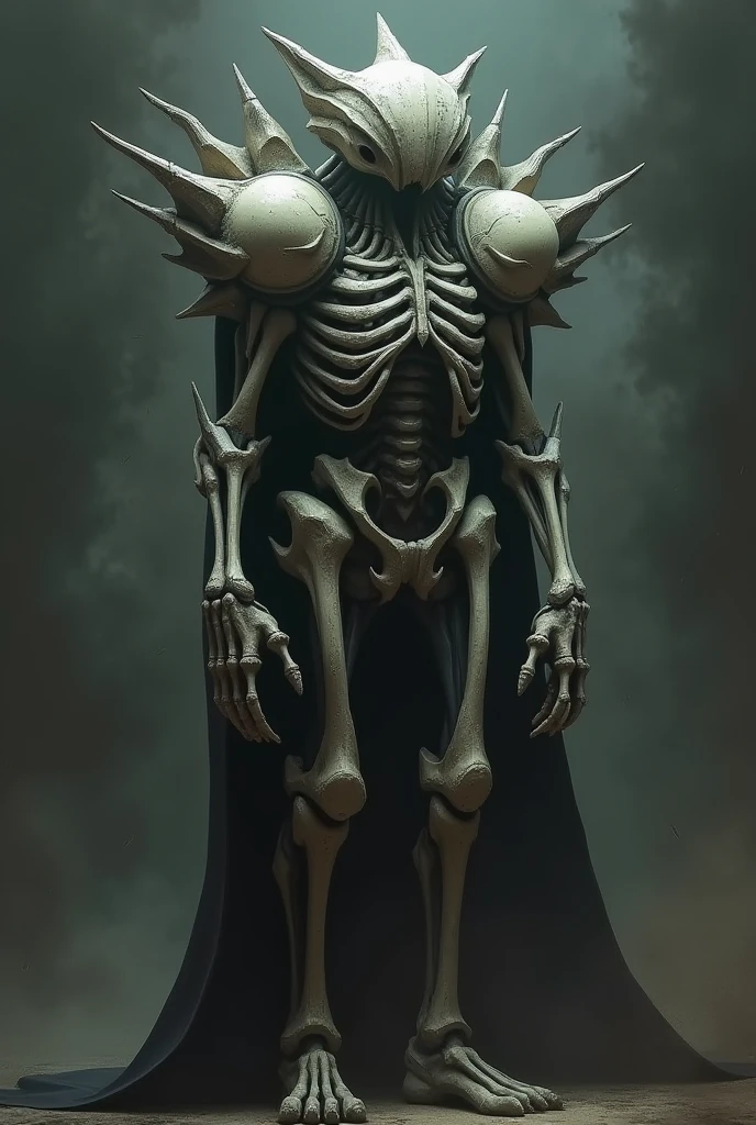 Add a bone exoskeleton covering the body and ball-shaped bone growths from the back
