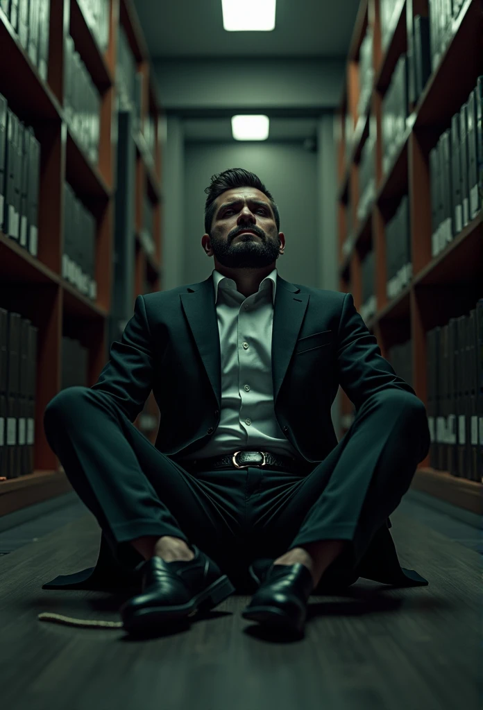 There is a handsome young Malay businessman from Malaysia named Haqiem tangan,feet in black ankle socks tied to a chair and eyes covered with a cloth in a warehouse A man who kidnapped Haqiem tickled Haqiem's feet with chicken feathers