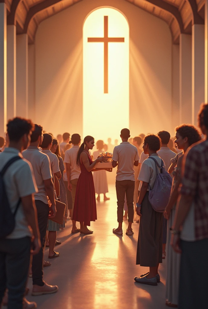 People exercising in a church