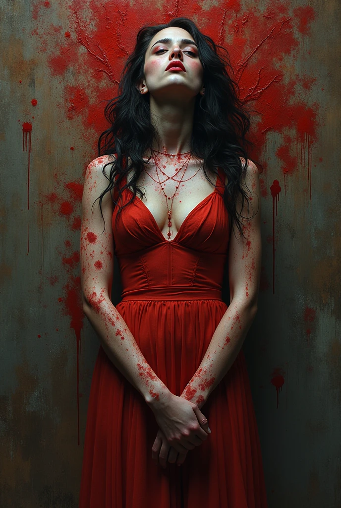 skin from chaos, dark atmosphere, blood explosion inside
nude