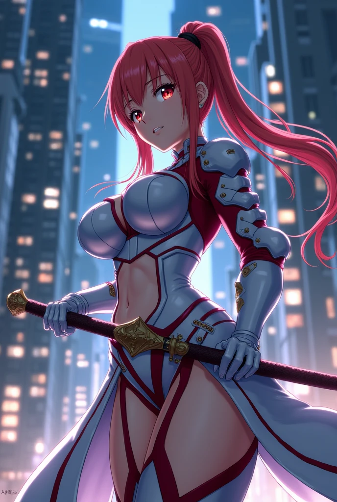 Here’s a detailed prompt to create an image of Erza Scarlet:
(Erza Scarlet:1.4), (Fairy Tail anime style:1.4), (masterpiece:1.4, best quality), (photo realistic:1.4), fierce and determined expression, dynamic battle pose, wearing her iconic armor with intricate details, (armor glowing with magical energy:1.2), long, flowing scarlet hair, holding a massive sword with a beautifully decorated hilt, (sharp and intense gaze:1.2), (powerful aura surrounding her:1.2), (background of a battlefield with rubble and flames:1.2), (dramatic lighting with strong contrasts:1.2), vibrant colors, rich textures, highly detailed armor and weapon, (dynamic composition with movement and energy:1.2), (deep reds:1.2), (metallic silver:1.2), high-quality and detailed, (epic and powerful atmosphere:1.2), captivating and commanding presence, perfect image quality, iconic and recognizable, strong sense of action and intensity