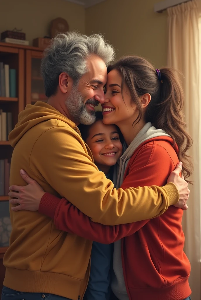 An old man and a young woman, he touch the woman's , she is amazed