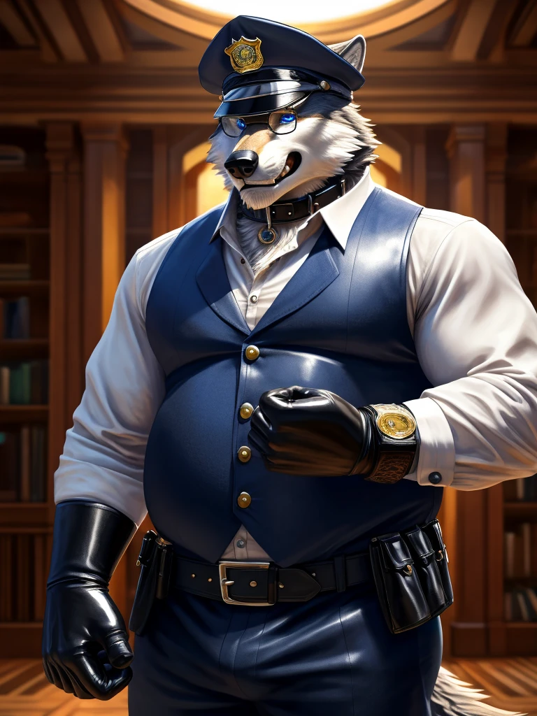 ((best quality)), ((masterpiece)), (Ultra detailed), ((4k))  , Solo , Anthro Wolf ,tiger stripe ,  Light Blue Fur , black Short Hair ,Beard , Handsone , Good Looking , Green Eyes, (Eyes Details), Middle Ages , Huge Pecs , Endomorph Fat, Himbo


Cover Black hoodie , long sleeves , black pants , black gloves , neckless Soldier , wear cap