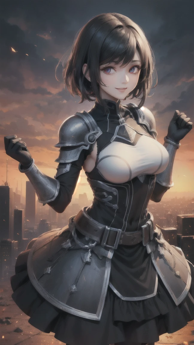 ((best quality))、((8k))、((adventurer))、Miss、big eyes、double、Soft、大人のMiss、whole body、、(armor)、((whole bodyarmor))、Cat ear、Black Hair、short hair、((sword))、Inspiring、((battlefield))、Large Breasts、Abdominal muscleuscle、Long skirt、((Medieval Europe))、fantasy、In battle、muscle、battlefield、war、