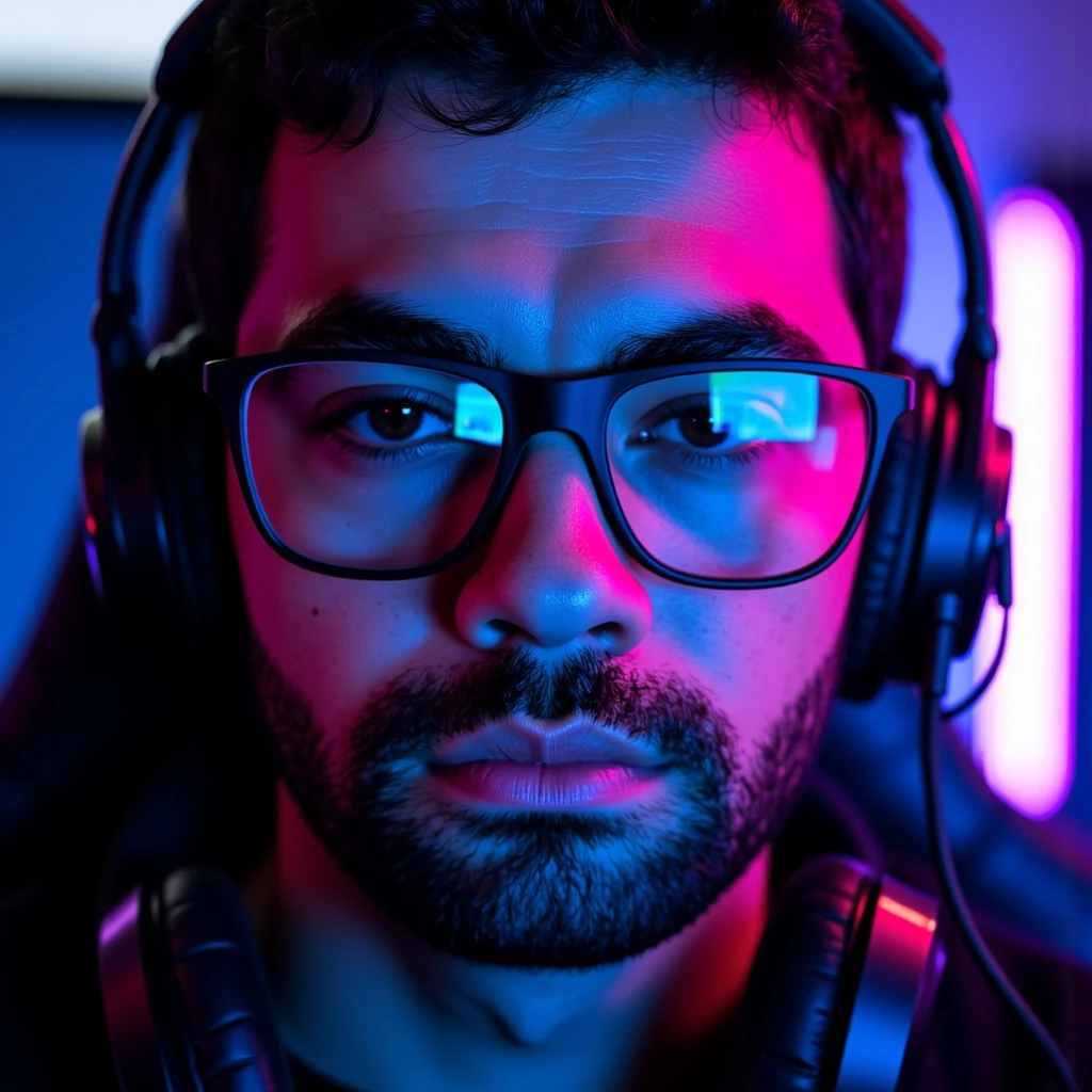 ((Masterpiece)), (ultra-detailed), (8k resolution), A dynamic **Twitch avatar** of **Pivalora2**, styled for a professional e-sports vibe. The composition features a close-up of **Pivalora2’s face**, wearing **black prescription glasses** with a sleek, modern frame that reflects faint **RGB lighting** from a professional gamer headset. His expression is confident and focused, showcasing the determined attitude of a competitive gamer.  

The background is minimal yet vibrant, incorporating a **blurred neon glow** in hues of blue and purple, inspired by the energetic ambiance of gaming arenas. The lighting is sharp and cinematic, with highlights on his glasses and headset for a polished, high-quality appearance. The design integrates a **subtle Twitch logo-inspired outline** or **stylized gamer tag (Pivalora2)**, placed at the bottom corner for branding.  

Perfect for Twitch use, this avatar blends professionalism with personality, capturing the essence of **e-sports competition** in a bold, engaging way. **(Twitch avatar, e-sports branding, RGB lighting, cinematic focus, neon accents, professional design)**.  