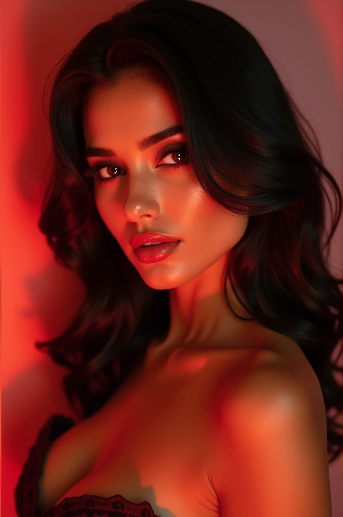 a sensual latina woman, 30 years old, with a perfect body, detailed facial features, detailed eyes, detailed lips, seductive expression, provocative pose, dramatic lighting, cinematic composition, warm color tones, (best quality,8k,highres,masterpiece:1.2),ultra-detailed,(realistic,photorealistic,photo-realistic:1.37),digital art,chiaroscuro lighting,dramatic shadows,dramatic highlights,glamour photography