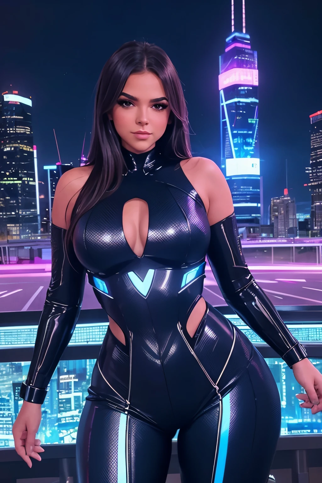 futura girl silhouette, in the style of cybernetic surrealism, realistic hyper-detailed portraits, 32k uhd, city portraits, daz3d, colorful surrealist, mind-bending murals, enormous tits