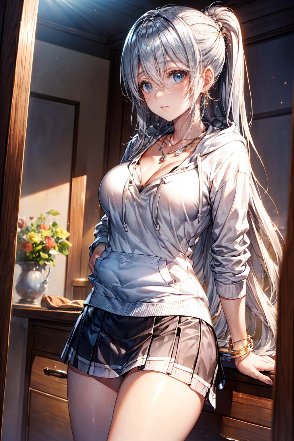(masterpiece: 1.3), (Maximum resolution: 1.2), (Ultra High Definition TV: 1.2), Cinema Lighting, 8K resolution, Fine Eyes and skin, Detailed faceの特徴, , (Clear focus on the chest: 1.2), (The focus is on the face:1.2),Perfect Style, Cute Face, Accurate, Anatomically correct, Highly Detailed face and skin texture, Fine Eyes, double eyelid, Thin eyebrows, Glitter Eyeliner: one cheek, Shiny skin, Fair skin, Shiny skin: 1.2, (Glossy lips: 1.4),、 (Embarrassed look: 1.2),20-year-old female, (Detailed face:1.2), (highest quality:1.2), Retrospective photos of the Realom、Angle from below, Low - Angle, From behind, Cinema Lighting, Perfect Style, Beautiful Face, (Skirt flip:1.4), Loose and wrinkled white panties, stockings, blush、humiliation、impatience、Glare、tears、Embarrassing、Surprised expression、humiliationの表情、 (Maid clothes:1.1),Sweat、Retrospective photos of the Realom、Low - Angleから、Soaking wet、Sperm in the ass、Sperm on thighs、Flowing sperm(Attractive ass:1.2),、Masturbating with exposed panties and dirty clothes、Love Juice、tearsを流す、Blonde、Silver Hair、Black Hair、Blue-gray eyes、Green-gray eyes、