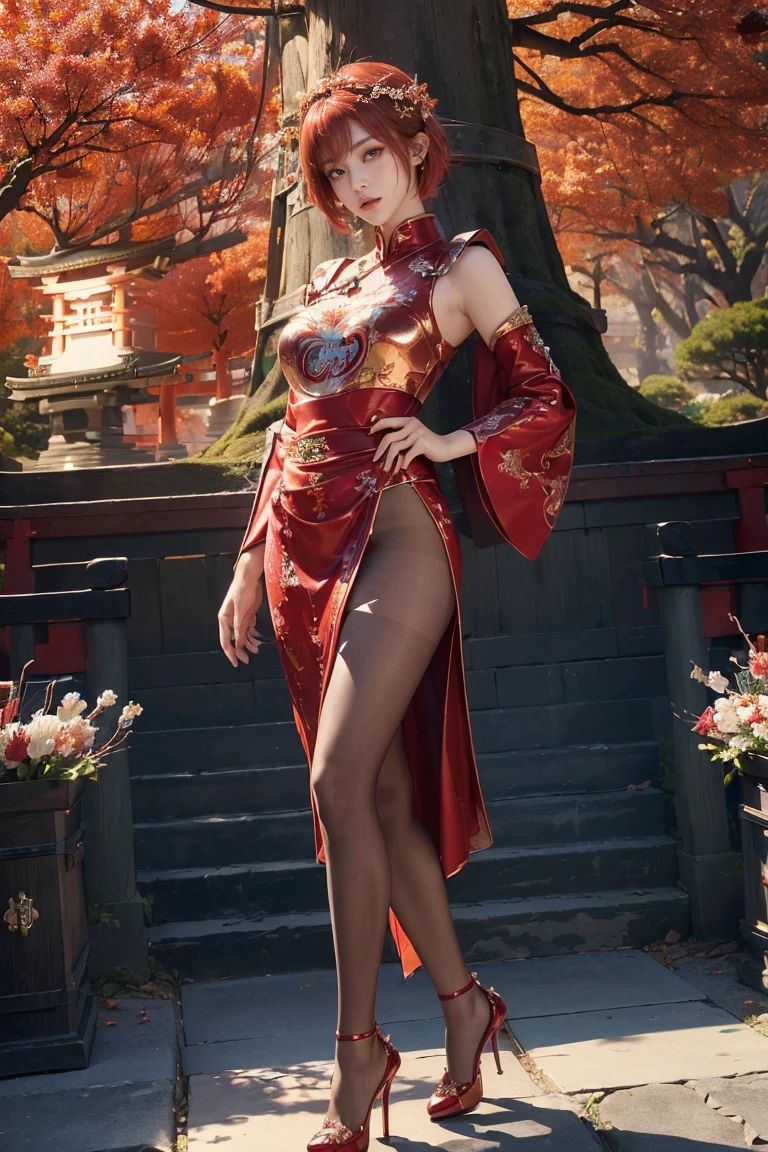 masterpiece,best quality,official art,extremely detailed CG unity 8k wallpaper, (wide shot),1girl, (Miyu Edelfelt),,black hair,brown eyes,seductive smile,(cleavage cutout), barefoot, see-through dress, butterfly, butterfly hair ornament, backless dress, chinese clothes,sleeveless, double bun,golden dragon print,bare foot,spread legs,elbow gloves,hair bun, hair ornament,jewelry,earrings,bead anklet,slim legs,nail polish, small breasts, solo, toenail polish, toenails, toes, twintails,outdoor,Chinese style architecture, Chinese style, lake, ancient town, beautiful and meticulous water,the red lantern,fireworks,