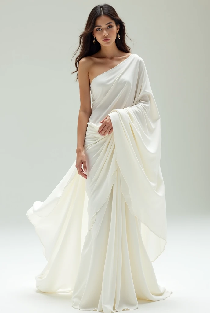 Angelina Jolie full body in white saree without blouse 