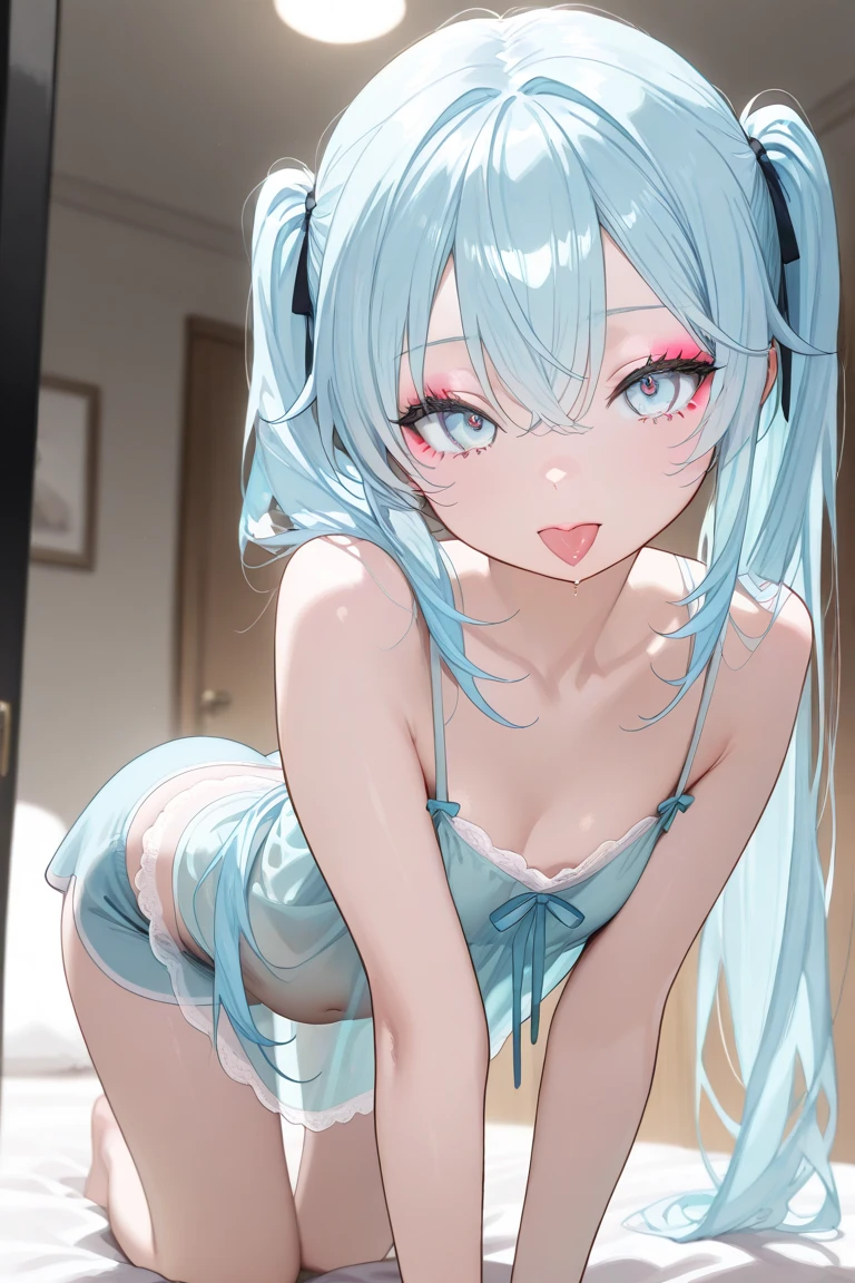 beautiful cute girl,(emerald green hair:1.2),(wave hair:1.1),(long hair:1.1),(light blue eyes:1.2),(red cheek:1.0),(PRİNCESS:1.1),(lace, camisole:1.25),((crown,👑:1.1),((lace:1.2)),(underwear:1.25),close up of butt,(spread your legs:1.0),(Imminent Kiss:1.15),(A modest smile:1.1).