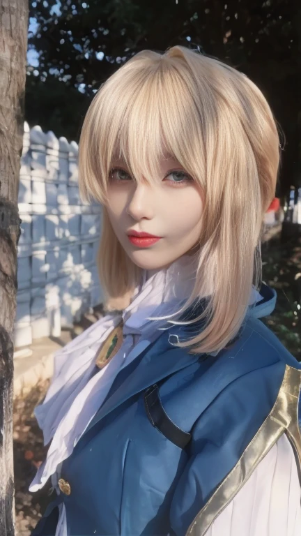 1girl, white school uniform, white hair, realistic, ultra detailed, 70mm lens,