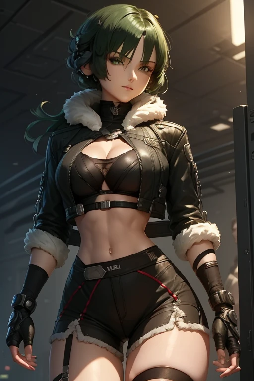 Alex ( The main character )
 - Height : 180 cm , Weight: 75 kg , 28 years
- :  fit ,  athletic body type, body is in proportion 
- Eye color : green, Hair color: brown ,  pixie hairstyle
- The character :  determined , resourceful ,  with a sense of humor ,  is sometimes impulsive
- :  weapons futuristic armor with cyberpunk,  
- Clothing:  Black form-fitting V mesh bra showing cleavage and a gap between her breasts, shorts are form fitting showing her small waist, hips, belly button, and six-pack that emphasizes the player's status
- : , a high-tech energy sword and a plasma gun
- Class: Technomancer,  elements combines physical attacks and hacking cybernetic systems 
- Each of her hands has five fingers
- very detailed image