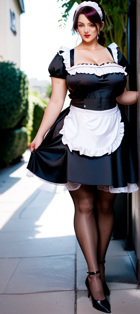 Full body shot,curvy thick bodies, french maid outfits, high heel shoes