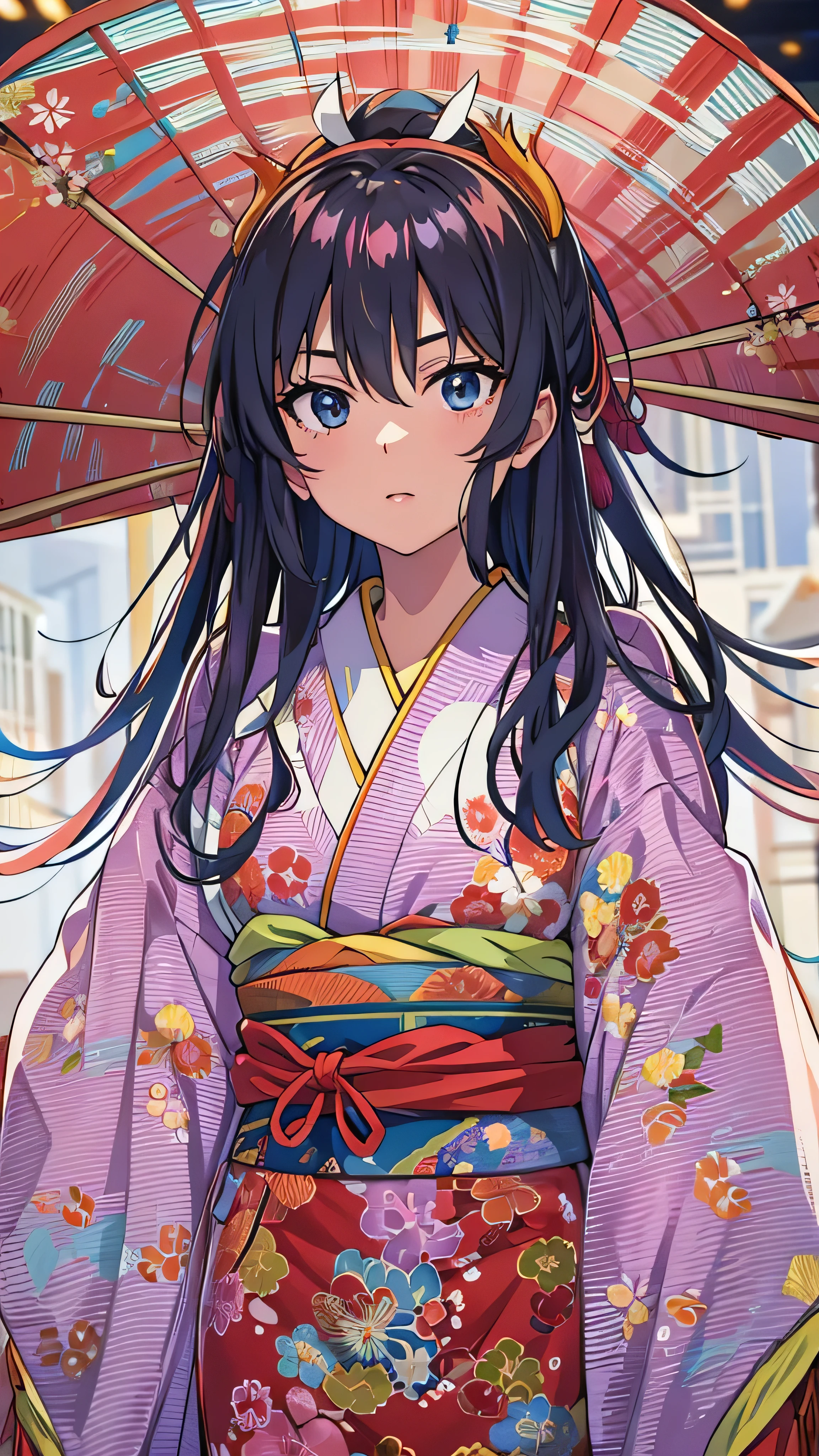   beautiful, masterpiece,   Top Quality  ,  Extremely detailed face,    perfect lighting,   1 girl, Alone,  Matoi Ryuko  , Japanese clothing, kimono, short kimono,    cowboy shot 