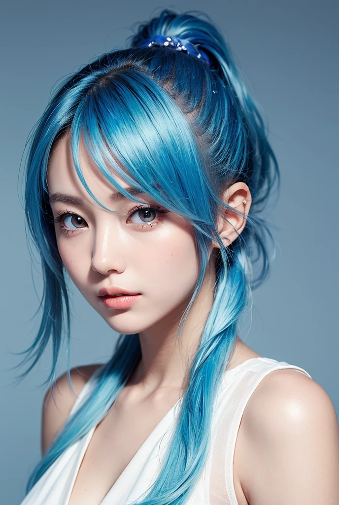 ((Bust up shot:1.6))、One woman、1 photo、((flat and small breasts:1.7))、((sensual look:1.8))、((ID photo:1.4))、((Apply beautiful makeup:1.7))、((A pale cherry-colored lip for moisturized lips:1.5))、((Girl in white strapless negligee:1.5))、((No underwear:1.5))、Natural Shading、((Moist eyes:1.3))、(K-Pop Idols)、Serene and goddess-like beauty、((Slightly parted lips:1.3))、Natural Shading、((((Beautiful chestnut colored hair in a ponytail:1.5))))、((Chestnut-haired Japanese woman)))、(Yin and Yang Expressions:1.5)、masterpiece, Highest quality, 8k, High-definition image quality, (Upper body:1.4), Beautiful girls, Beautiful face, Looking at the audience, Surreal, High resolution, Sharp focus, High resolution, フェイスLight, Dynamic Lighting, Light, Professional Shadow, Simple Background, (Dull grey background:1.4), Highest detail, Very detailed, Ultra-detailed, In detail, Real Skin, Delicate facial features, Detailed face and eyes, Sharp pupils、live action idol