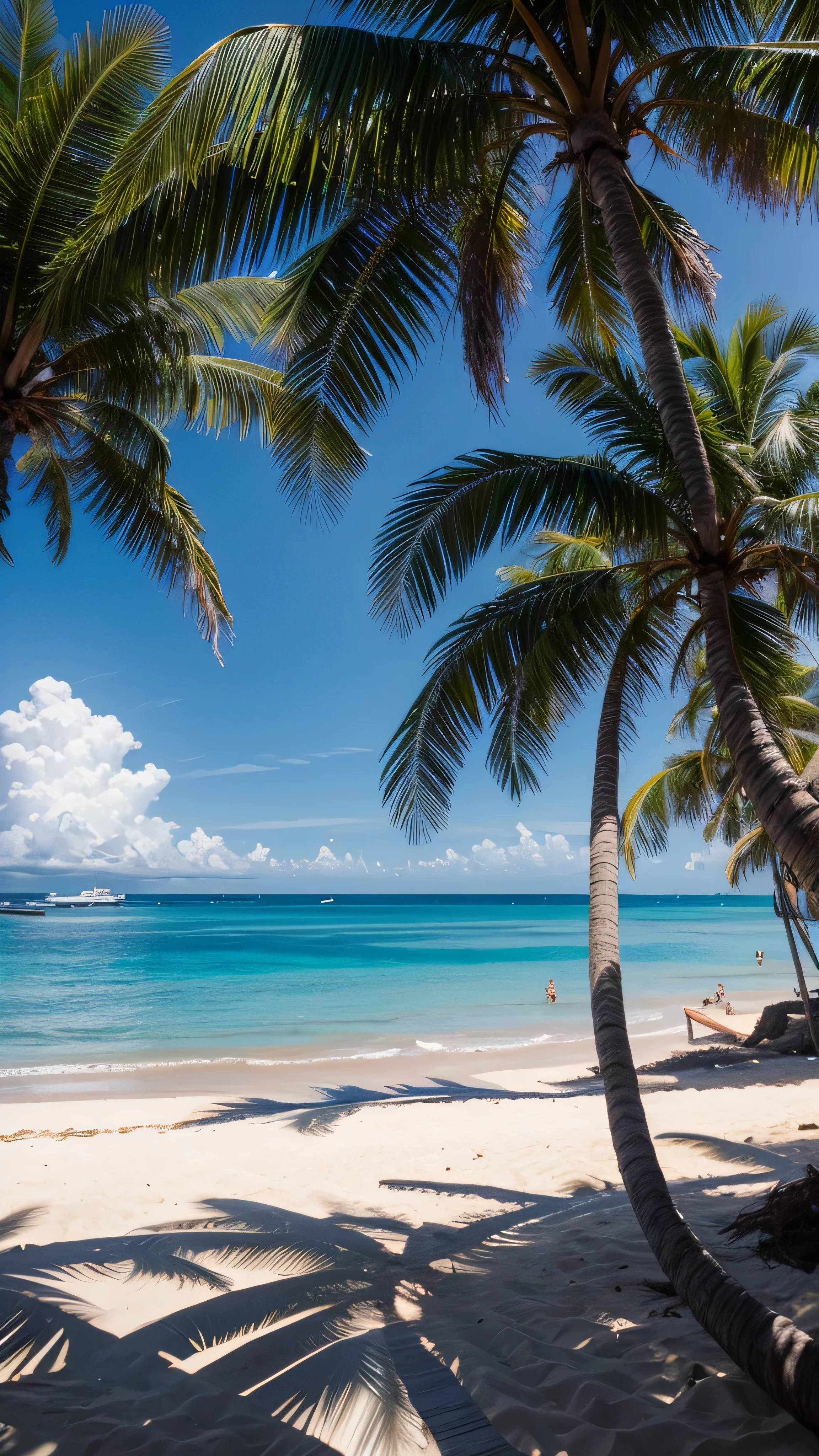 $$$ top quality $$$,  high res,  clear ,  Beach , boat, Hut,  palm tree, sand, sea, seagull, null,  sunny day, HD Scenery , Genuine, beautiful and amazing landscape Real photography s  tropical island  with blue sea and null,  tropical island ,  shot with Sony A7R --automatic 