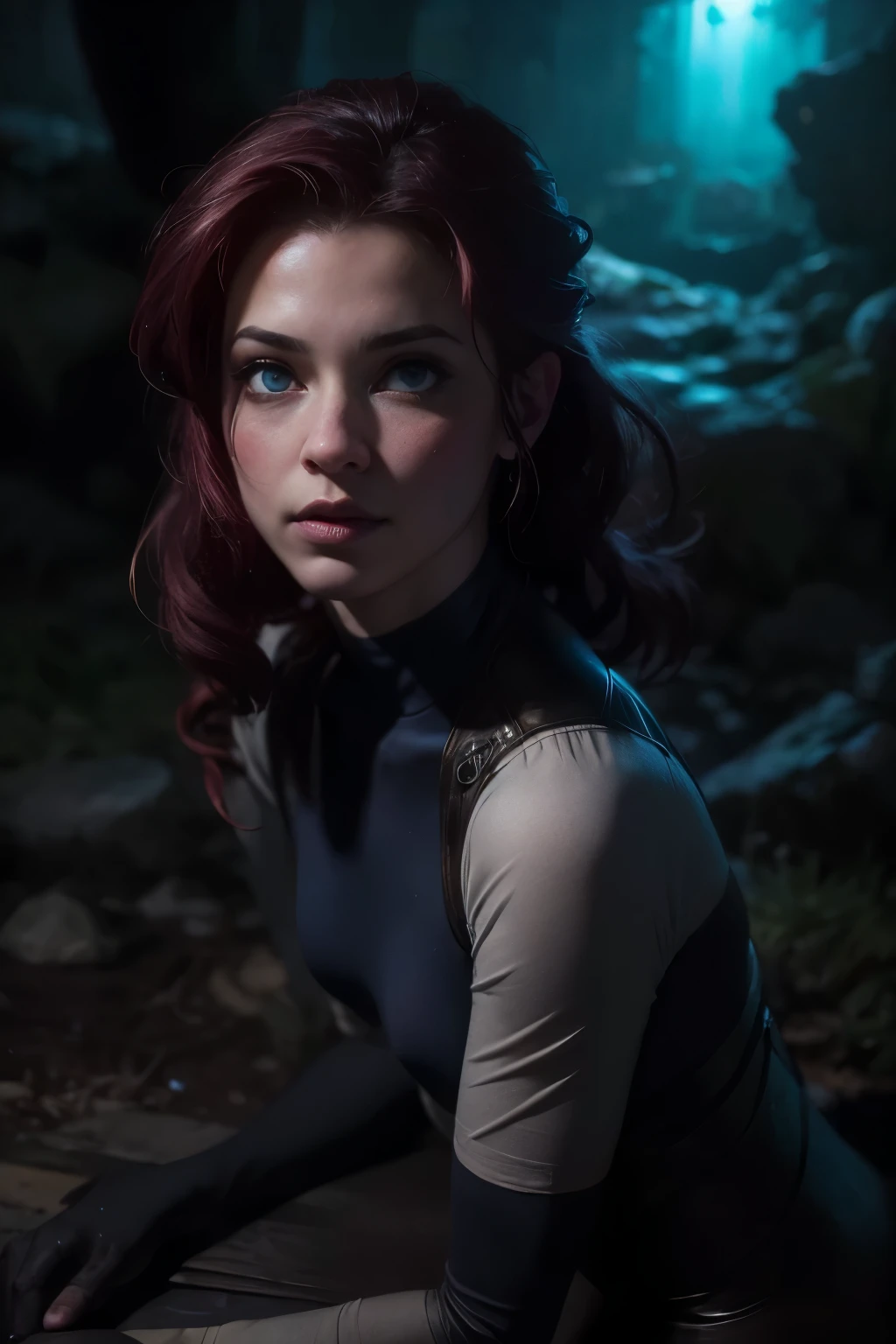  masterpiece , melhor qualidaThe,  highres icon,  opposed,bodysuit_laura kinney, 
1 ,  blue eyes,  red hair,  long hair ,  small breasts , 
bodysuit, skin tight,long white blouse,lobos Thentro do seu torax,lobo saindo da boca Thela, turtleneck, partículas The luz, ProfundidaThe_The_field, landscape, night, close up, Alone,estilo The arte The fantasia épica em alta Thefinição,  4k arte The fantasia , arte digital The fantasia épica style, arte The fantasia épica style, Woman fantasy, arte The fantasia épica portrait, estilo The fantasia épica,  hyper-realistic fantasy art , fantasy art HD, Arte The personagem The fantasia épica, arte The fantasia épica, in style The dark fantasy art, arte digital The fantasia épica, ,(Fundo The ruínas The masmorra em ruínas:1.4 ), ( cinematic lighting  :1.4), (pose The vaqueiro), (:1.4), (:v2.1), full body 