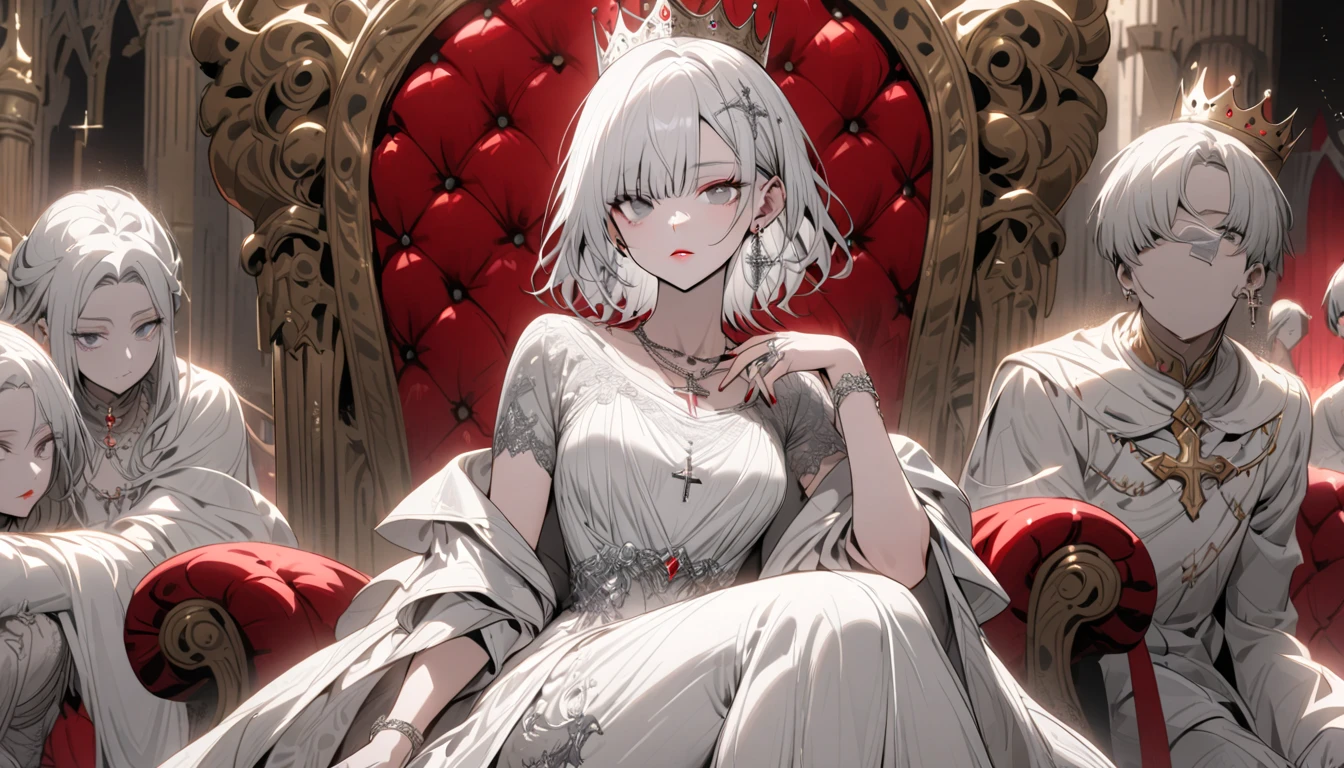 Clown, Portraiture, Sitting on the throne, super high quality, Dark and red theme