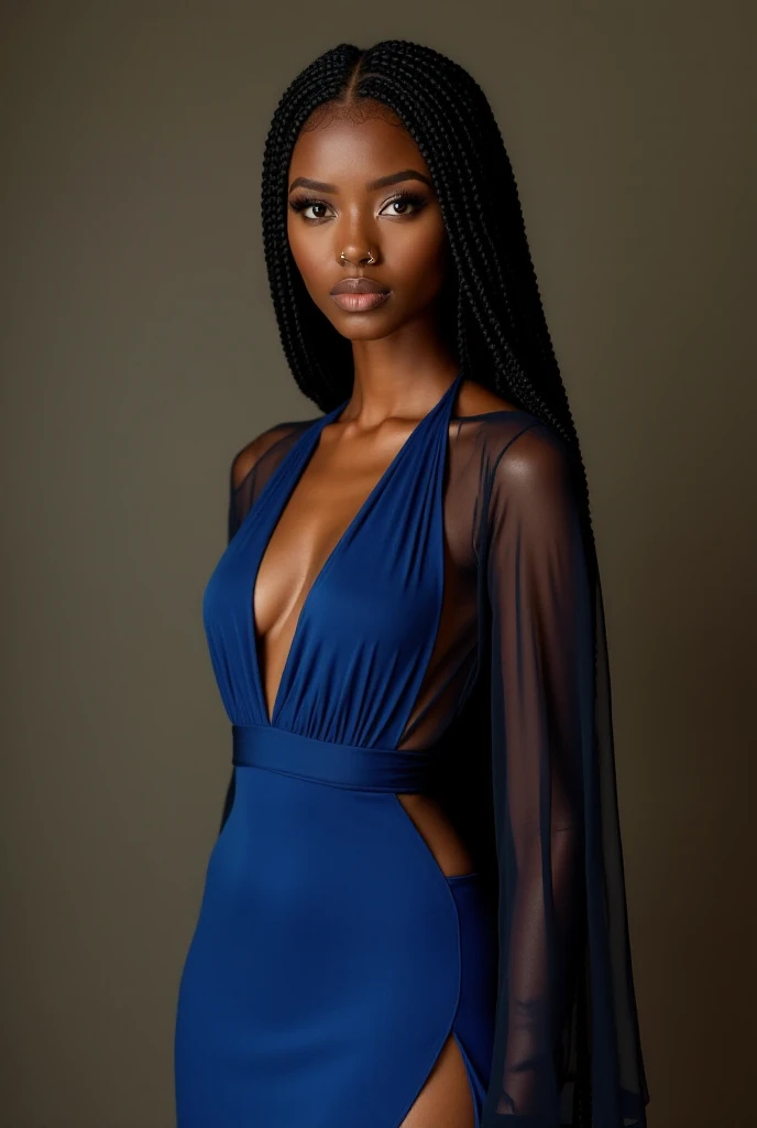 Un sexy, BELLE femme africaine dans un environnement urbain moderne, decorated in an ebony way, surrounded by reflective surfaces and'architecture contemporaine, respirant la confiance et le style, capturer une ambiance de chic urbain et de sophistication,emerald blue eyes