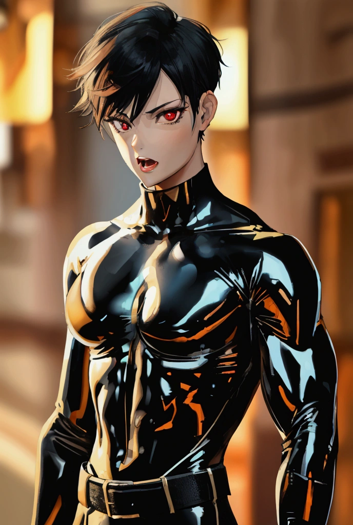 Best aesthetics, 超High resolution, clear, ultra detailed, 最high quality, high quality, 超high quality, 16K, Attention to detail, High resolution, detailed, masterpiece, beautiful, detailed skin, whole body, sexy, (One boy), Black Hair, short hair, Yellow Eyes, Cat ear, (Sunburn), (Dark Skin), Shota, navel suit, (Abdominal muscles), (beautiful Dark Skin boy with Black Hair and Cat ear)