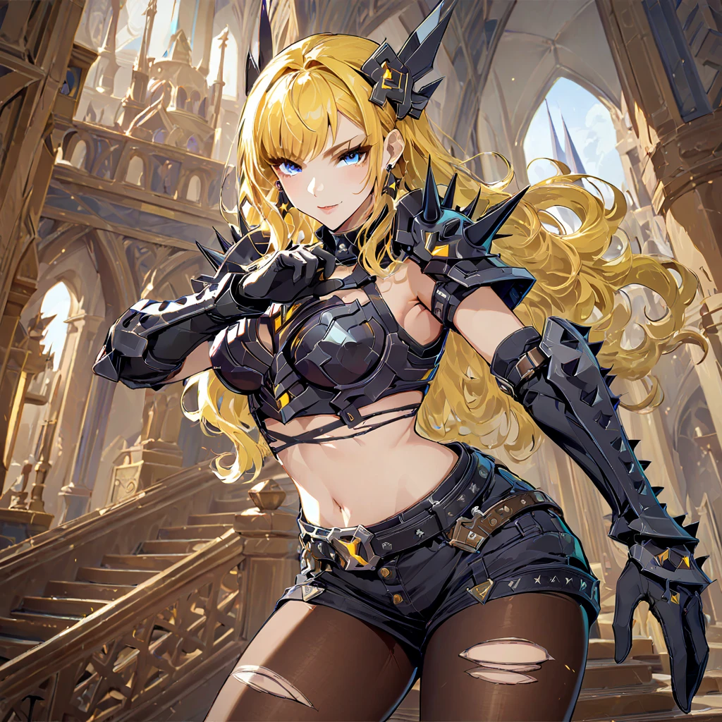 best quality,4k,8k,highres,masterpiece:1.2),ultra-detailed, extremely detailed eyes, extremely detailed body, (large masterpiece digital art), (detailed manga illustration), (detailed line art), ((perfect anatomy)), (intricate details:1.3), (ultra-detailed:1.3), (illustration:1.3), (sharp focus:1.3), (natural lighting:1.05), (vivid colors:1.3), (masterpiece), (best quality:1.4), (perfect anatomy:1.4), high quality, expressive eyes, full body, detailed face, beautiful face, perfect face, 1 girl, tall girl, ((blonde hair)), (red hair), multicolored hair, two-toned hair, ((dark skin)), (((dark skinned female))), griffon, large breasts, thick thighs, very long hair, bare shoulders, denim, (short shorts), dynamic pose, silver jewelry, choker, animal ears, (lion ears), (lion tail), thigh-highs, ((animal ears)), skin dentation, curvy, monster girl, heterochromia, (orange eye), (icy blue eye), ((wings)), feathered wings, black feathers, green glowing feathers, thigh gap, (white shirt), black leather jacket, thigh boots, dynamic lighting, cinematic lighting, smiling, ((Greek ruins background)), Atey Ghailan, Jeremy Mann, Greg Manchess, Antonio Moro, trend in ArtStation, trend in CGSociety, Intricate, High Detail, Sharp focus, dramatic and photorealistic painting art by Midjourney and Greg Rutkowski, Jeff Bridges, ((cartoon style)), Marvel Cinematic Universe style