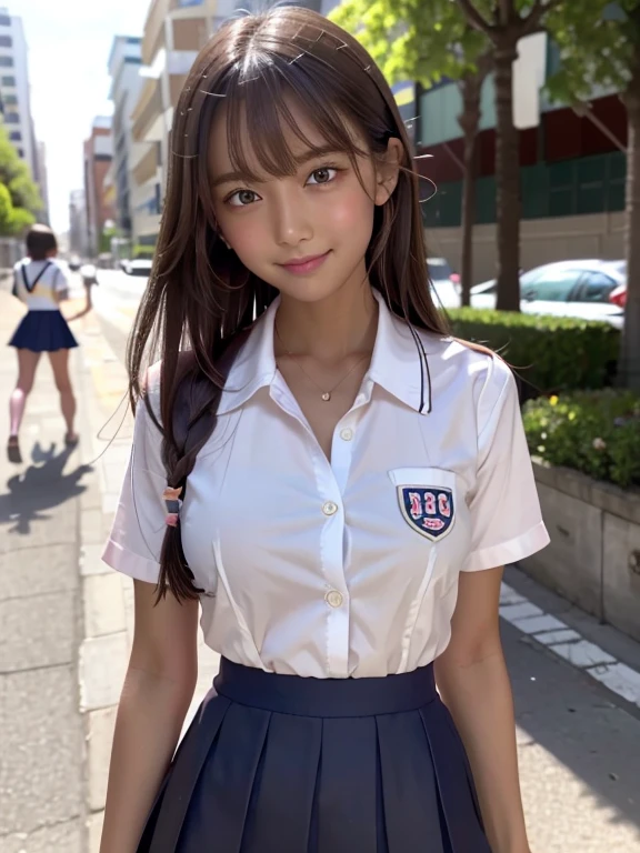 A girl wearing a JK uniform gets lost in a maze of piranha flowers