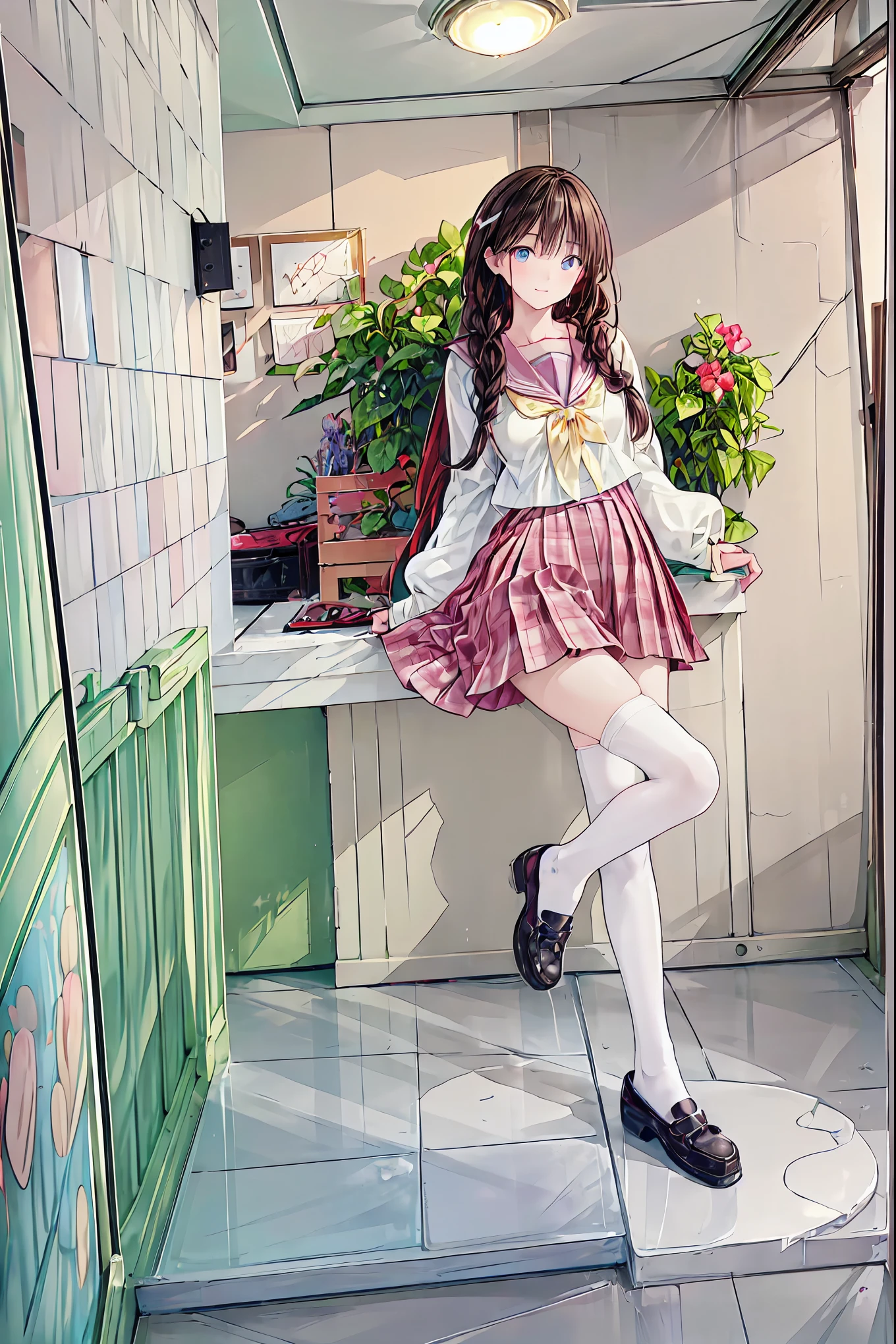 (( top quality )), ( very detailed), ( High Leg Cut ), 高いly detailed, High Resolution RAW Color Photo , professional photo shooting , WRITING BORDER DEPTH , brown hair, shortcuts, messy hair, slender beauty ,hole々Positive Attitude, small breasts, Beautiful Legs, Her Enchanting Grayish Blue Eyes Shine Like Stars..,(masterpiece:2.0), ( top quality :2.0), (Side View:1.5), ( sexy pose:1.5), ( red face:1.3), ( realistic:1.5), 1 , Precision small handle, embarrassing expression , smile, Very nice girl, innocent face, Young Face, Clear Eyes, 輝く瞳, Small box, Beautiful skin, super resolution , Highest Resolution , Japanese High School Student , blazer uniform, (( from above:1.2)), brown hair, shortcuts, Unkempt Hair ,Short braided hair,Neat, slender beautiful woman,Correct posture,Small chest, Beautiful Legs, enchanting gray-blue eyes shine like stars,Droopy eyes, brightly colored , beautiful eyes,繊細なsmile,Textured Skin, best quality best , gentle and beautiful woman , anime style、
