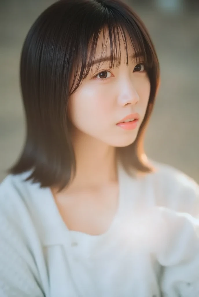 masterpiece of analog film photography taken by Hideaki Hamada,a 20yo girl,the sunlight illuminating her gentle face,<lora:HideakiHamadaStyle:1>,