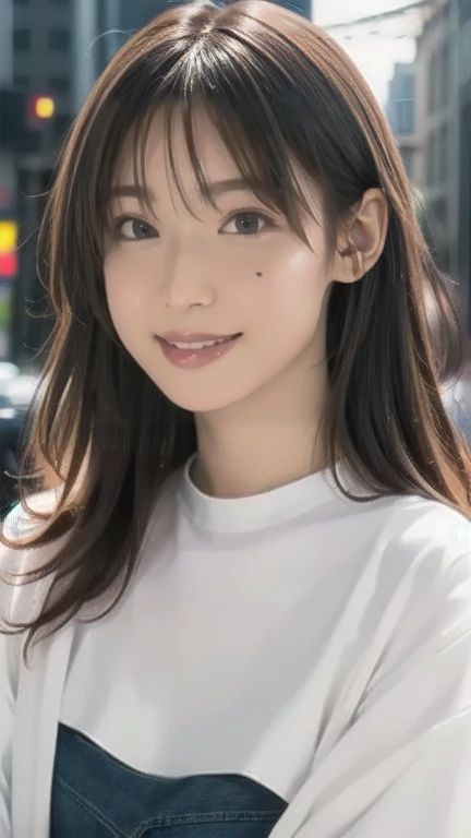 (8K, Raw photo:1.2), Detailed face and eyes, highest quality, masterpiece, ultra-high resolution, (realistic:1.4), very detailed, professional lighting, black hair, toothy smile, View your audience, Soft cinematic light, Hyper-detailing, Sharp Focus