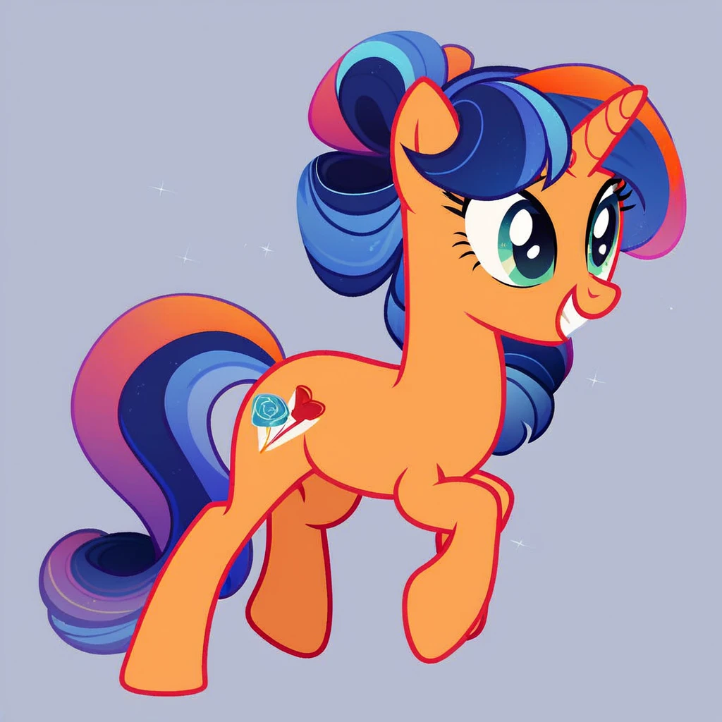check_9, check_8_up, check_7_up, check_6_up, check_5_up, check_4_up, show exact,pony-alicorn, green, joy, Masovka, purple mane, orange coat color, Moderate Persian blue eyes, Cutimark = star with a trail,dark fantasy aesthetics, one full length