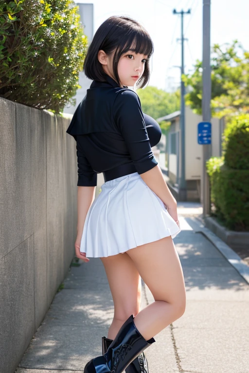 ultra highres,(reality: 1.4),highest quality, masterpiece, high detail, 16K quality, beautiful, 1 beautiful girl,japanese,super beautiful face,baby face,japanese idol face,cute face,super detailed face,detailed hand,beautiful skin,sweaty skin,big eyes,big smile,profeccional lighting,medium hair, black hair,brown beautiful eyes, see through white shirt,cleavag,checked skirt,standing,(skirt lift by hands:1.3),(((show off panty:1.3))),((white panty)),medium breasts,she is looking at the camera,beach,blue sky, beautiful blue ocean,nsfw,from below,