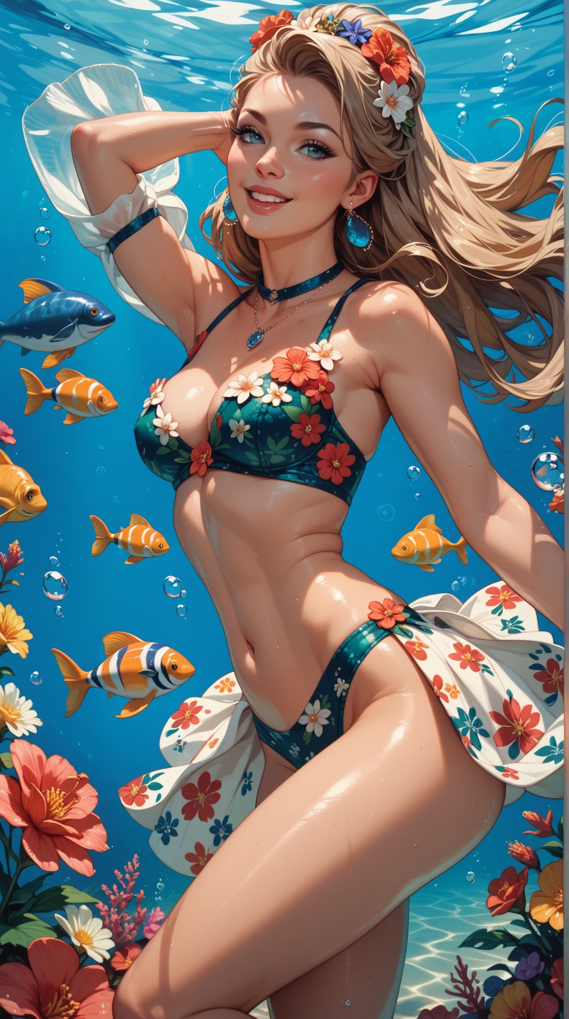 (masterpiece:1.2),(Highest quality),(Super detailed),(High resolution),(Highest quality),(An illustration),8k,Cinema Lighting,(Written boundary depth),woman,Micro Bikini,Oil is applied to the body,Random pose