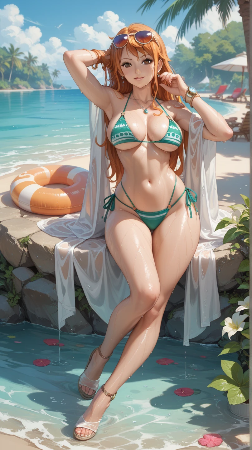 silence suzuka \(umamusume\),(A large-scale masterpiece), Perfect Quality, Perfectly detailed, Computer Graphics Effect, 8k wall paper, beautiful illustration, a beautiful background, dinamic angle, (dynamic pose:1.2), (one girls), Cyan eyes, beatiful face,  Beautiful skin, beautiful breasts, medium breasts,erect nipples,tail, A perfect chest, beatiful face, Beautiful body Realistic body, Beautiful butt, Realistic butt, ((NSFW)), ( from below), red blush、all-fours,show off groin、micro green panties,green sports bra, spread legs、Background of the racecourse