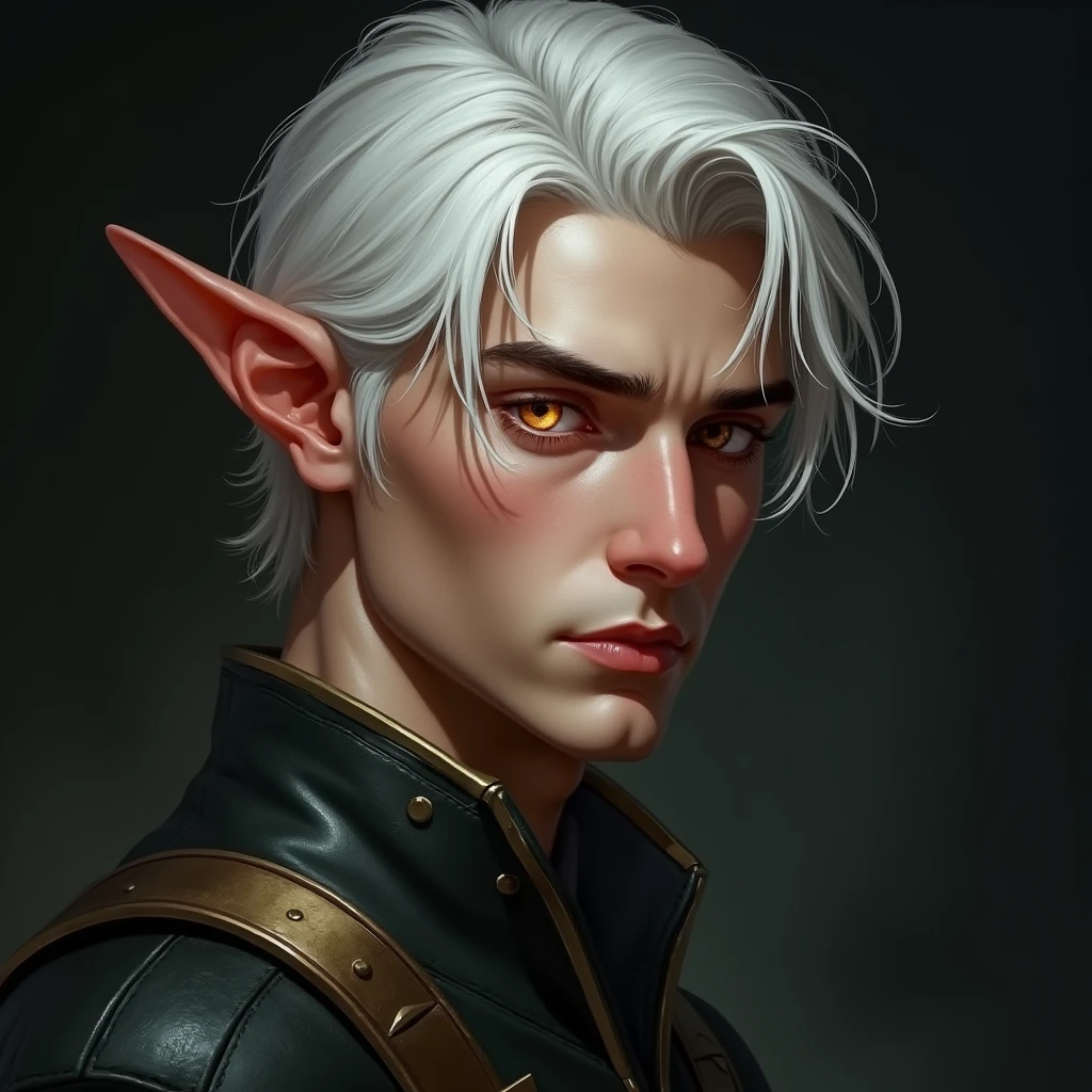 "Detailed realistic portrait of a noble young male elf with 23 yeras ...