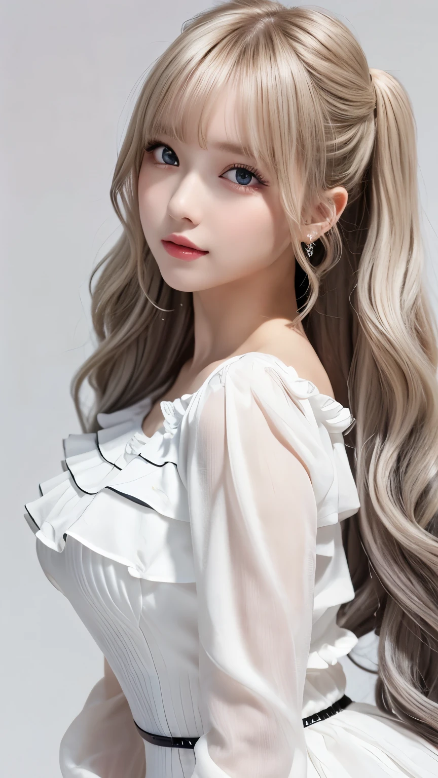 Gothic ****ta:2.0、round face:2.0、 Twin Tails 、Curly Hair:2.0、cowboy shot:2.0、Extreme pose、white Hair:1.0、Super Long Hair:2.0、Waist-length hair、Northern Europe:1.0、beautiful girl、White background、cute、Young、True Face、Shiny Hair、whole body、tab highest quality, figure, super detailed, finely, High resolution, 8k wallpaper, Perfect dynamic composition, detailed and beautiful eyes,blondes, Natural Color Lip,white background, random cute poses,