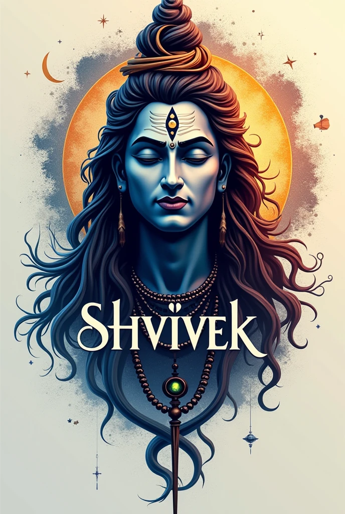 A name board with name of "Neetu Gautam" in it in italics blue colour with black background in futuristic theim and flowers in it . With lord shiva in the background.