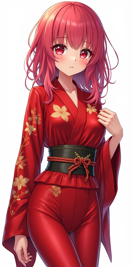 A woman, pink hair ,purple eyes, traditional chinese ink painting