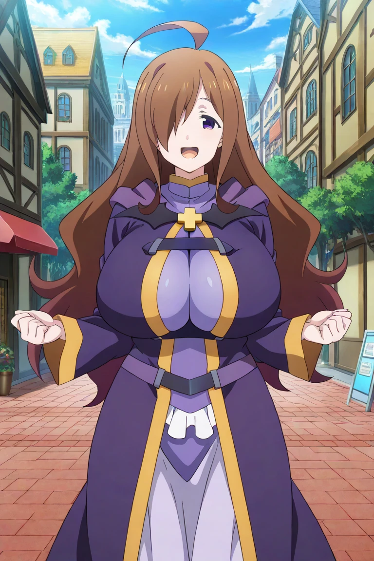 1girl,wiz,konosuba,city , dress,  fantasy city,shopping, happy
 ,  Prompt: (huge gigantic super mega hyper:1.4),(biggest round giant massive :1.4), (only one women), source_anime,masterpiece,best quality,highres,absurdres,official art,official style,source_anime,anime screencap,anime coloring,megami magazine,anime,animated,explicit, shiny skin,