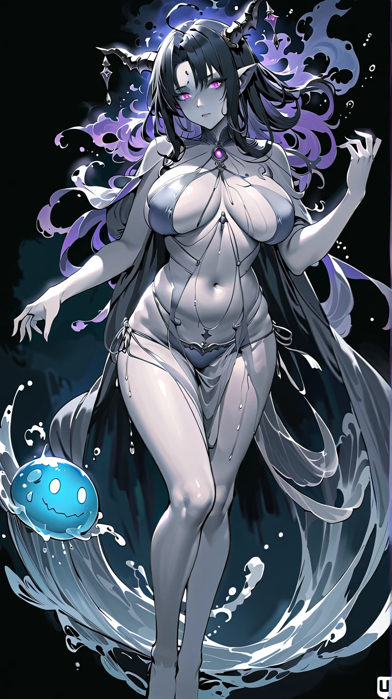 moon and frost theme, dynamic sexy pose, nude ,big tits, hat, toungue out